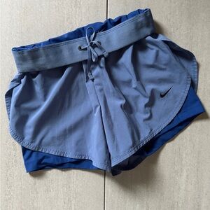 Nike Women's Dual-Tone Blue Athletic Shorts